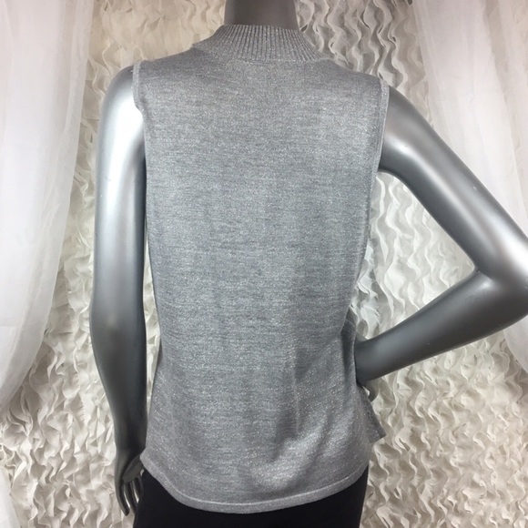 CHRISTOPHER & BANKS Metallic Silver Shimmer Mock Turtle Neck - Picture 5 of 7